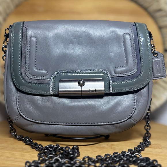 Coach RARE Kristin Spectator Leather Crossbody 46004 Gunmetal Chain - Picture 1 of 13